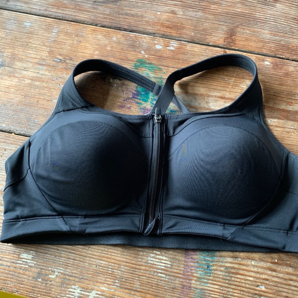 Champion Zipper Front Sports Bra Plus 42C Black